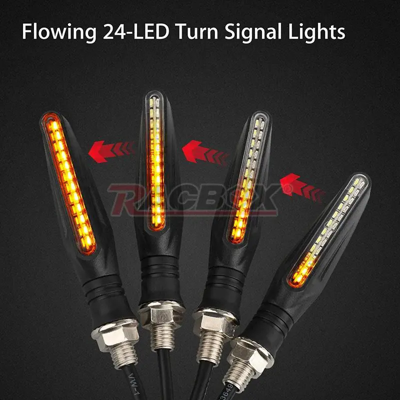 24led Motorcycle LED Turn Signal Lights White Red Amber Flowing Indicators Front Rear Light Flasher Blinker For Dirt Bike Sport