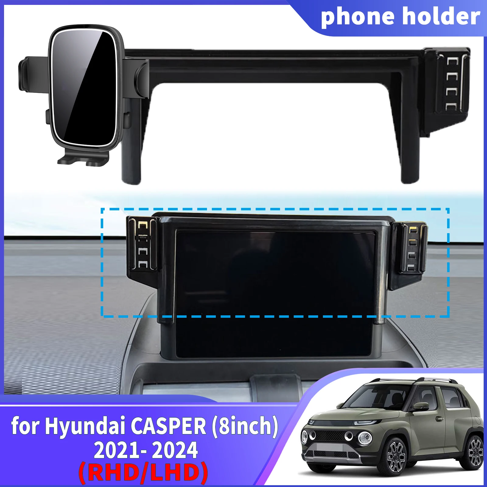

for Hyundai CASPER (8inch) AX1 2021 2022-2024 Navigation Phone Holder Mount Customized Car accessoires