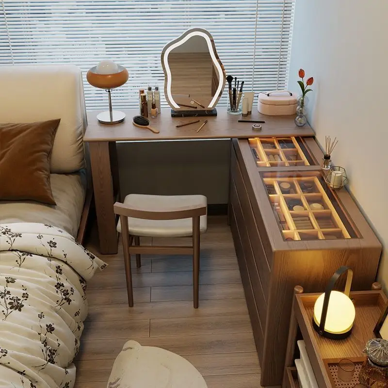Solid wood dresser, chest, integrated bedroom, modern simple makeup table, bedside storage cabinet, makeup table, corner desk