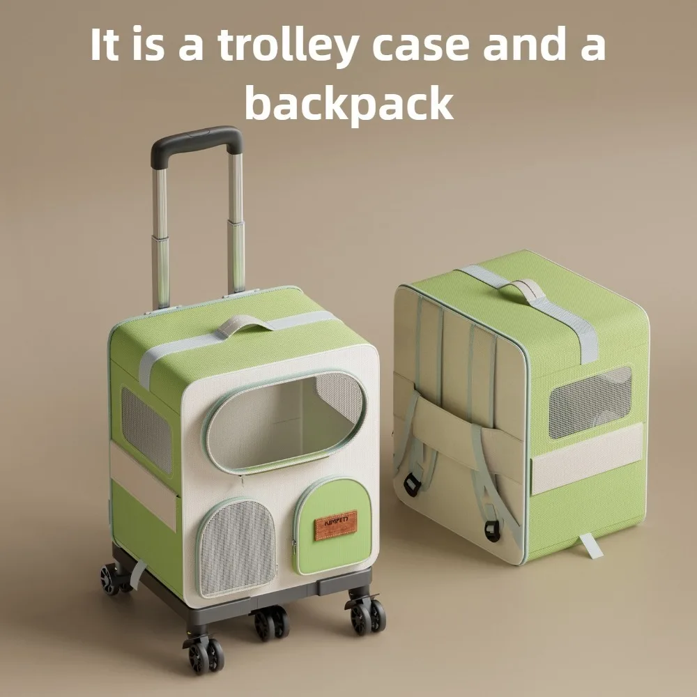 

Large Capacity Cat Carrier Backpack Trolley Case Portable Shoulder Crossbody Removable Breathable Pet Travel Bag