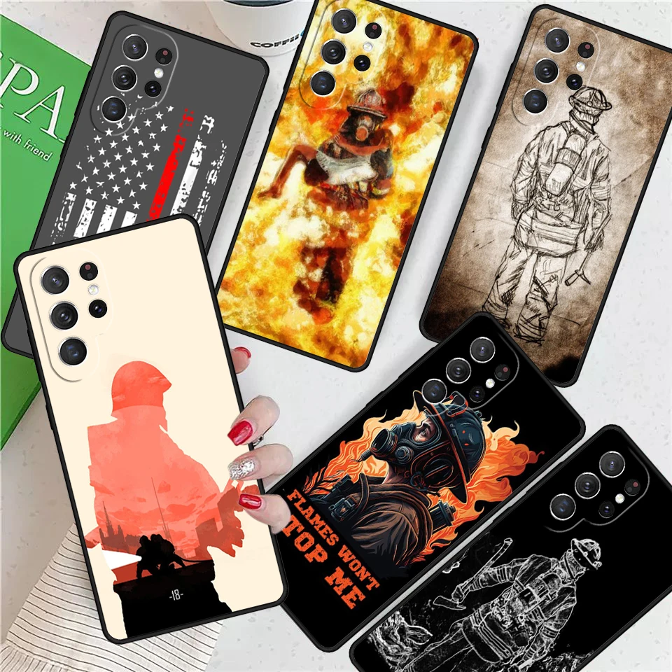 Firefighter Fire Department Fireman For Samsung Galaxy S24 Ultra S21 S22 S8 S9 S10E Note 10 20 Plus FE S23 Phone case Cover