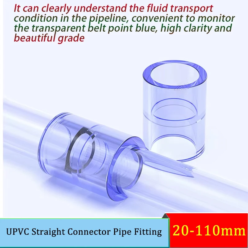 

20-110mm Clear UPVC Straight Connector Pipe Fitting for Plumbing Aquarium Fish Tank Water Pipe Adapter Corrosion Resistant