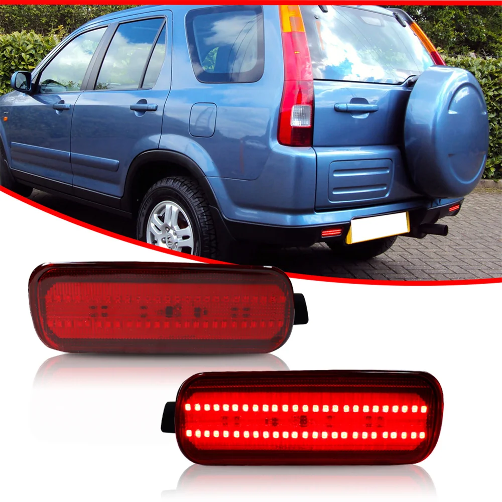 Smoked / Red Lens Red LED Car Rear Bumper Reflector Lights For 2002-2004 Honda CR-V Function as Tail / Brake & Rear Fog Lights - view 2