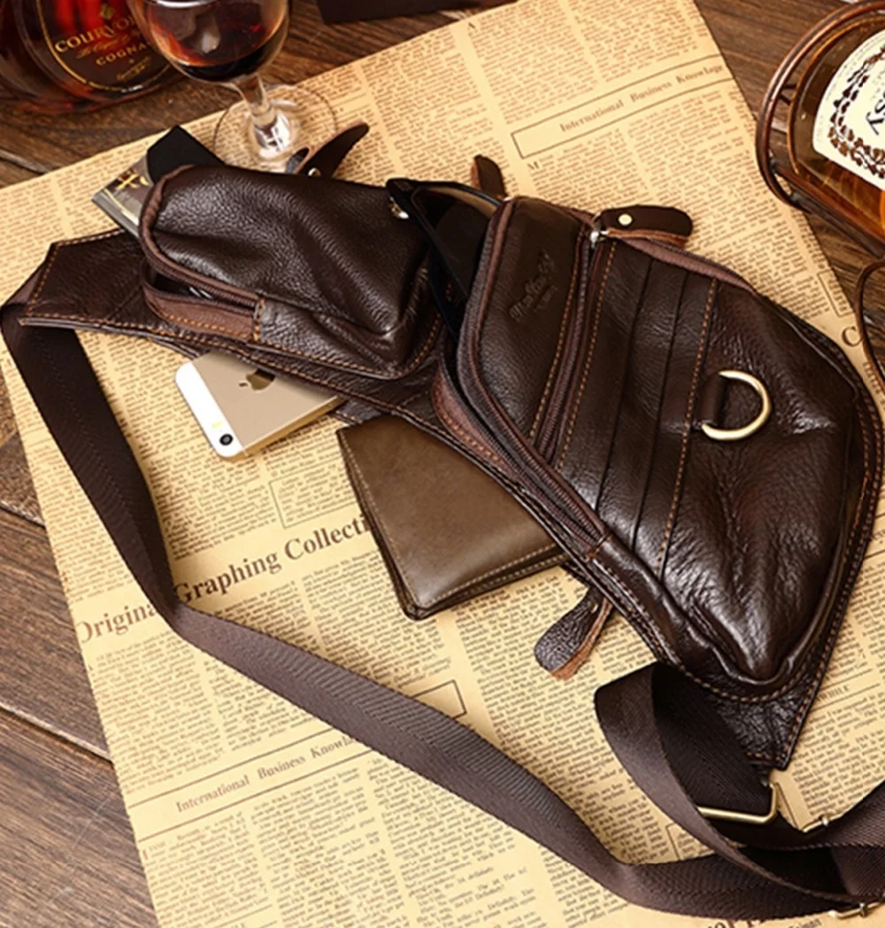 Bolso cruzado de piel auténtica para hombre, bandolera de piel de vaca 100% auténtica, Estilo Vintage, Media Luna