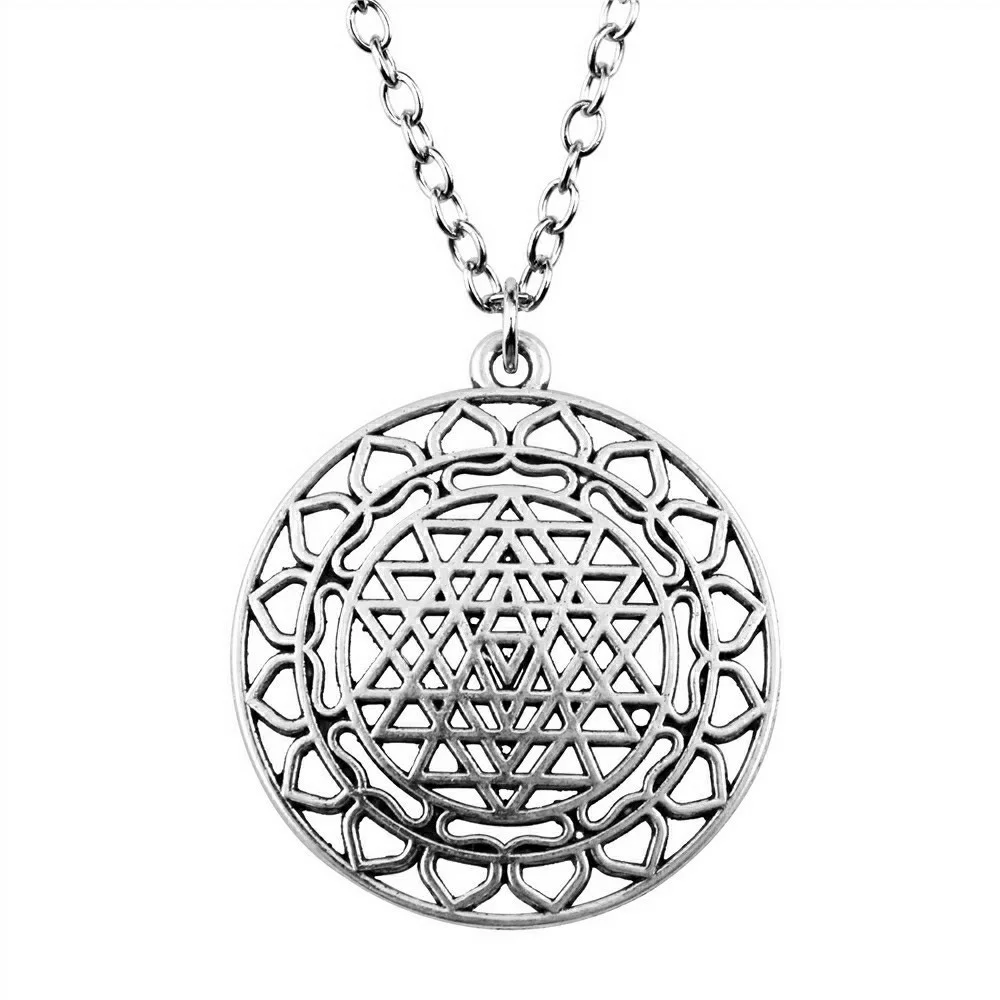 1pcs Sri Yantra Pattern Chains For Women Car Pendant Jewelry For Men Diy Chain Length 70cm OR 45+4cm