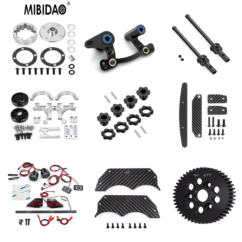 

MIBIDAO Headlight Taillight /Steering CVD/Wheel Covers Plate/Spur Gear/Steering Assembly/Skid Plate for Felony 6S 1/7 Rc Car