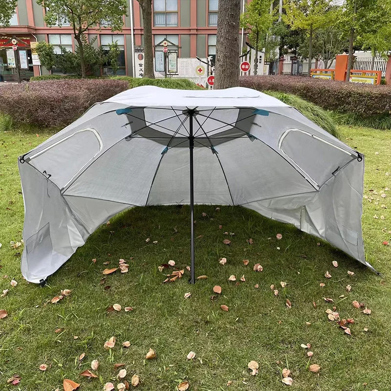 

Portable Beach Umbrella Tent Folding Sun And Rain Canopy Umbrella For Fishing Camping Park Beach Sports 2.4M Large Umbrella