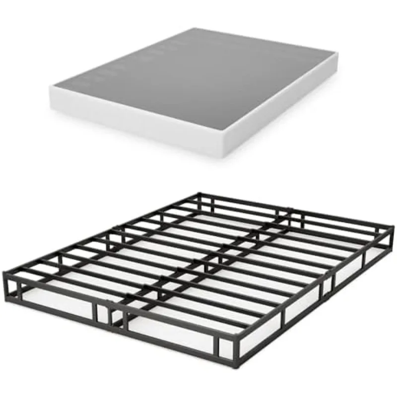 7 Inch Box Spring for Queen Bed, Quick Assembly Queen Size Metal Mattress Foundation with Fabric Cover, Strong Steel