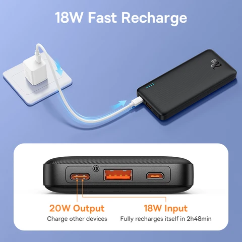 Внешний аккумулятор Baseus Airpower 20W 20000 мАч с быстрой зарядкой для iPhone 17/16/15/14/13/12, Xiaomi