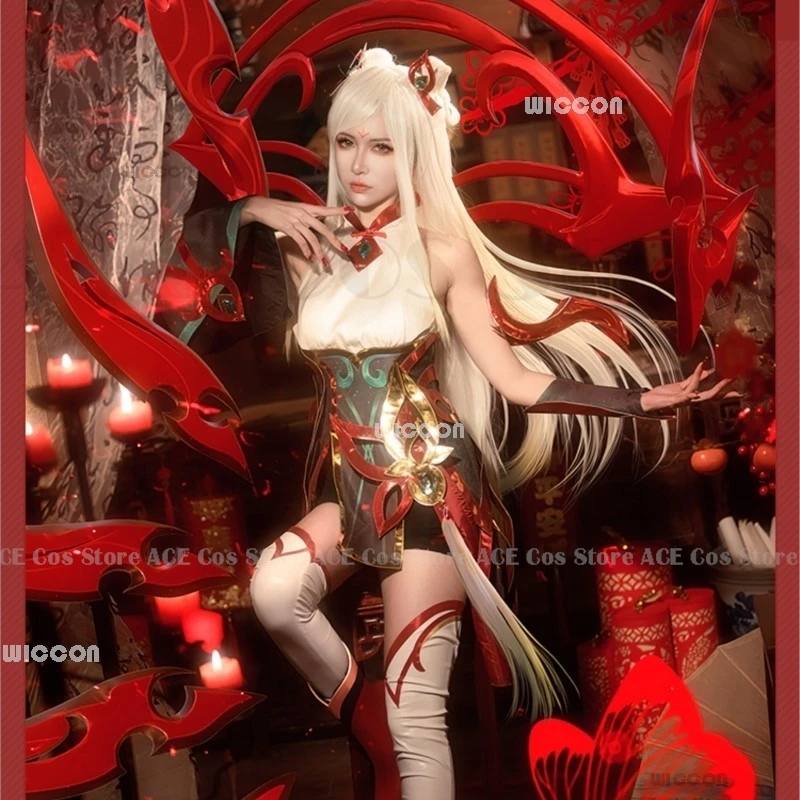 

Game LOL Mythmaker Irelia Cosplay Costume Women Halloween Cosplay Dress Game LOL Irelia New Year Skin Women Red Fight Suit