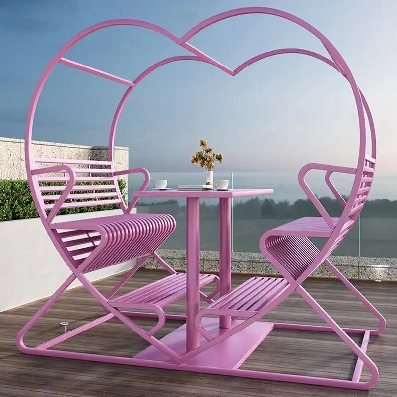 Set di mobili da giardino in metallo per adulti set di mobili da giardino in movimento di design impermeabile moderno decorazione natalizia rosa