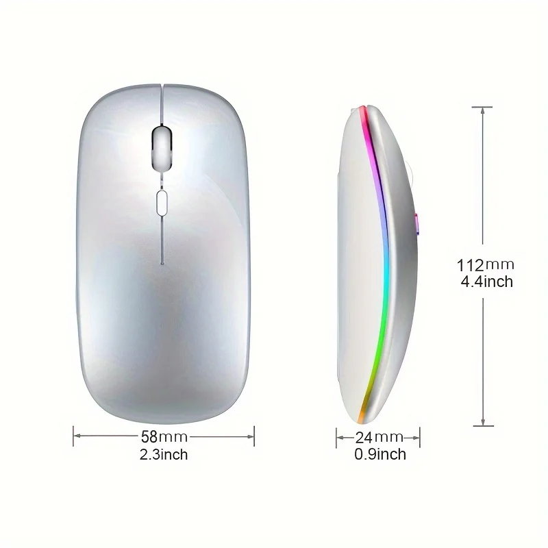 เมาส์ไร้สาย 2.4GHz บลูทูธเมาส์แบบชาร์จไฟได้เมาส์สำหรับเล่นเกมตามหลักสรีรศาสตร์ที่เงียบสงบพร้อมไฟแบ็คไลท์ USB 1600DPI เมาส์สำหรับแล็ปท็อปพีซี