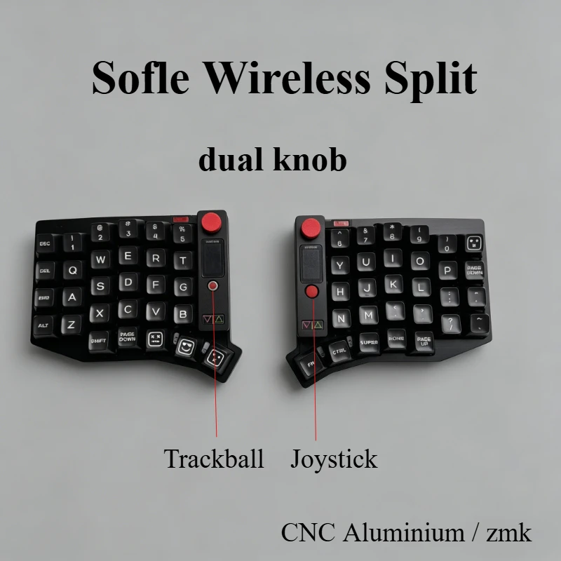 ZitaoTech Sofle Split Keyboard with Blackberry Trackball Joystick Knob Bluetooth USB Aluminium Case Ergonomics Zmk Keyboard