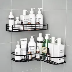 Bathroom wall mounted perforation-free triangle storage rack kitchen storage rack Triangle rack in the corners of the bathroom