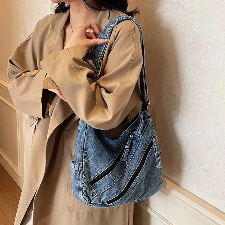 Large Capacity Messenger Bag M - Women Bags Jeans ulasan dan harga