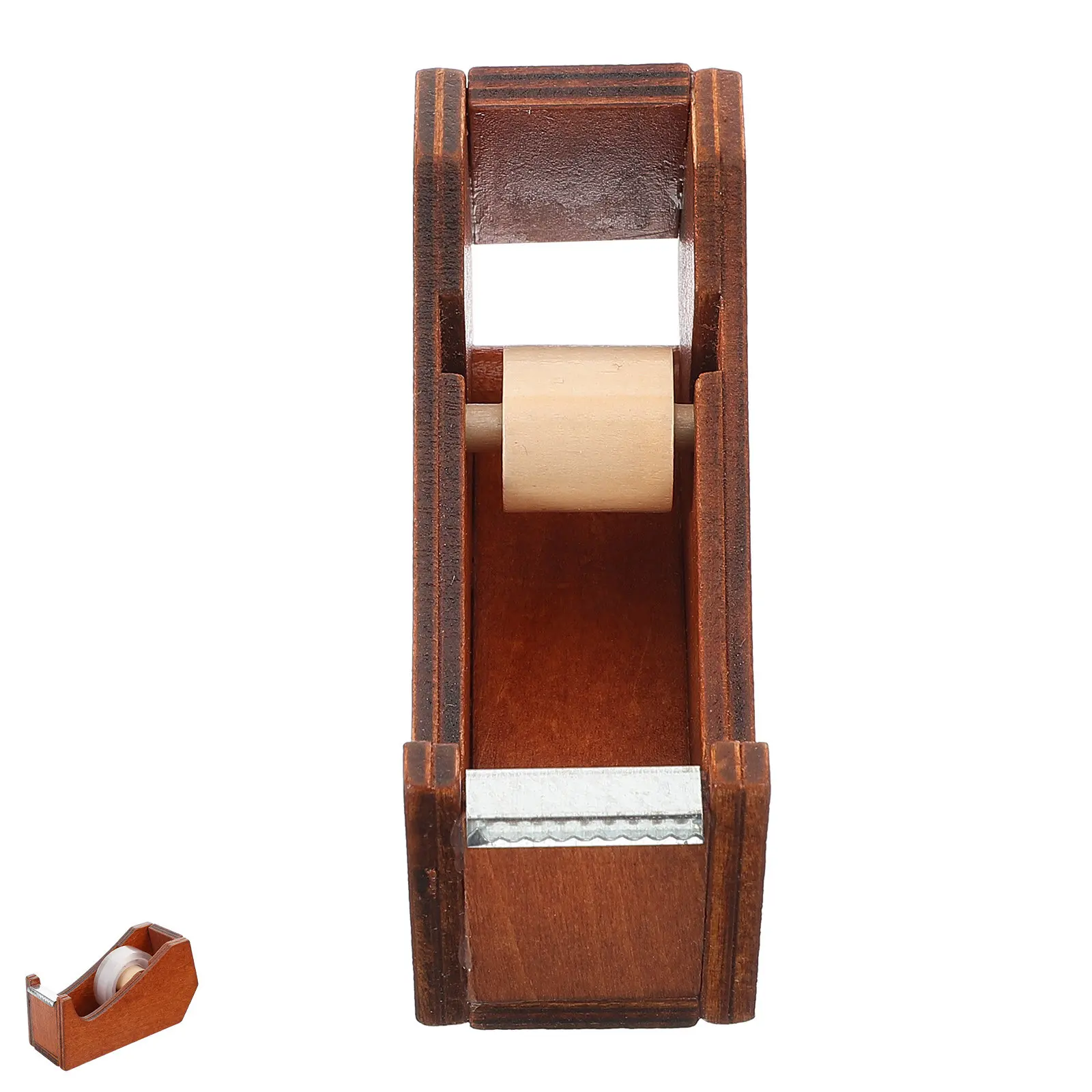 Wooden Animal Tape Dispenser Retro Carved Desktop Tape Cutter Office Workspace Organizer Decor