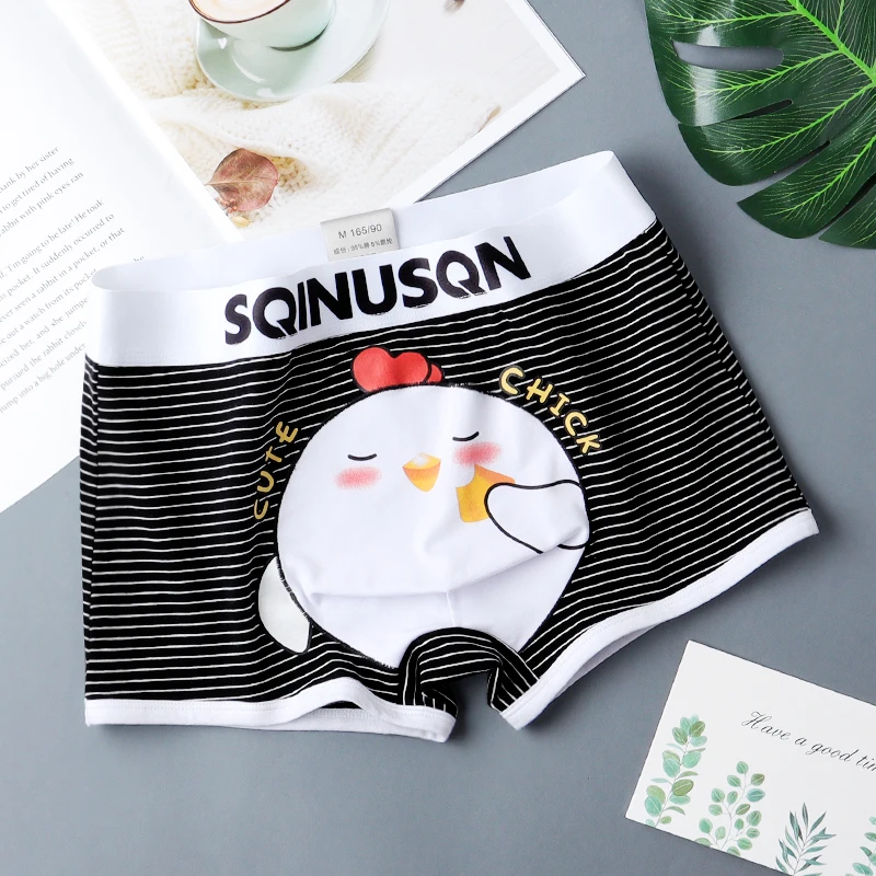 SQINUSQN New men\'s boxer panties Breathable men\'s underwear cute chick Comfortable Men Underpants size M-4XL