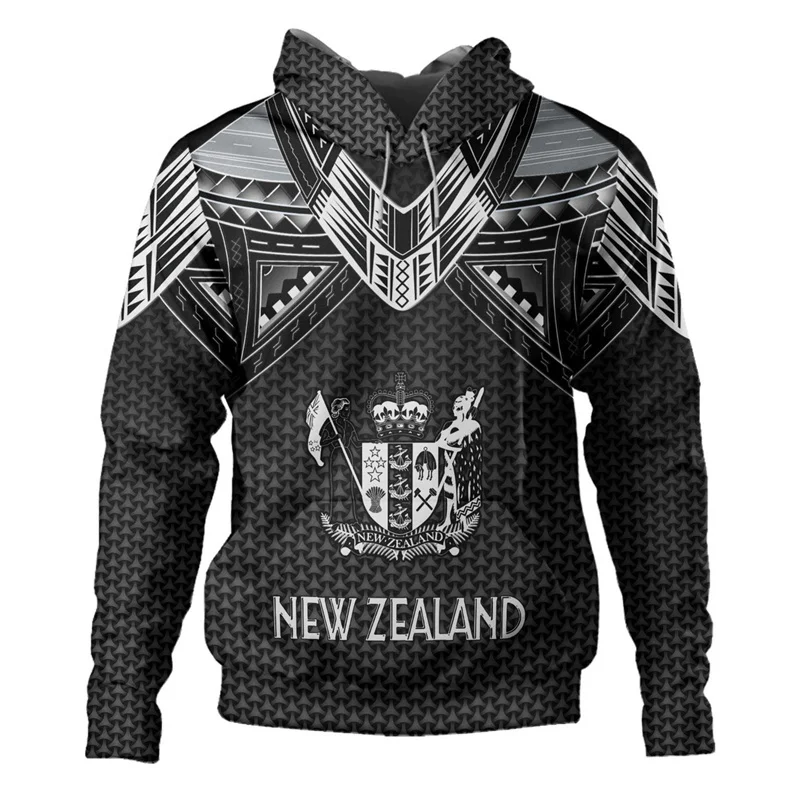 New Zealand Flag Pattern Hoodies Fashion Trend Silver Fern Graphics 3D Printed Sweatshirt Casual Streetwear Oversized Pullovers