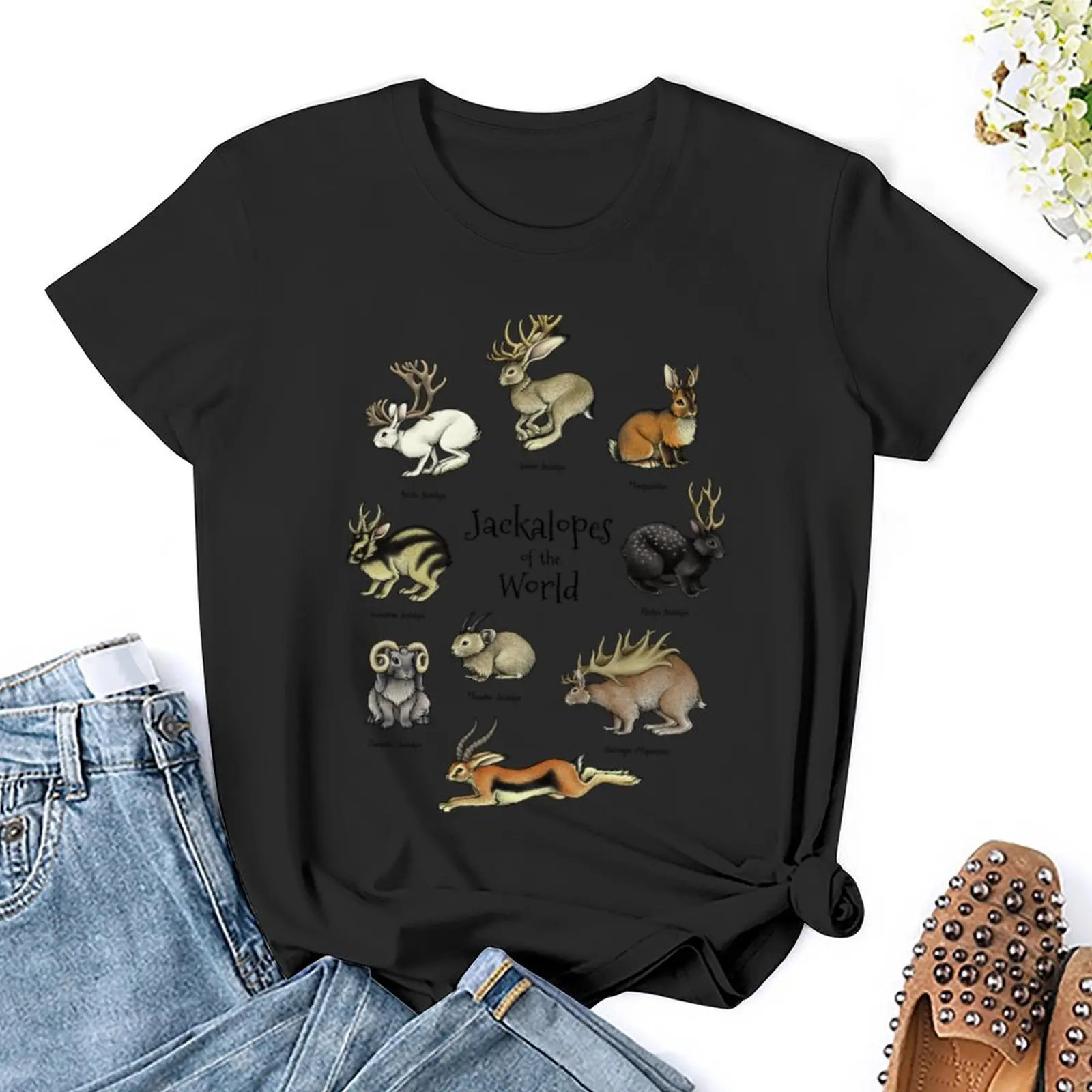 Jackalopes of the World T-Shirt Short sleeve tee funny Women's tops