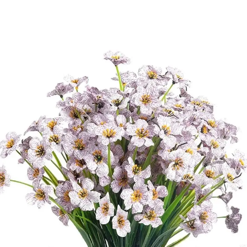 8 Bundles Artificial Outdoor Flowers Multi Color Realistic Plastic Plant For Indoor Decoration Weather Resistant Design Q5WC