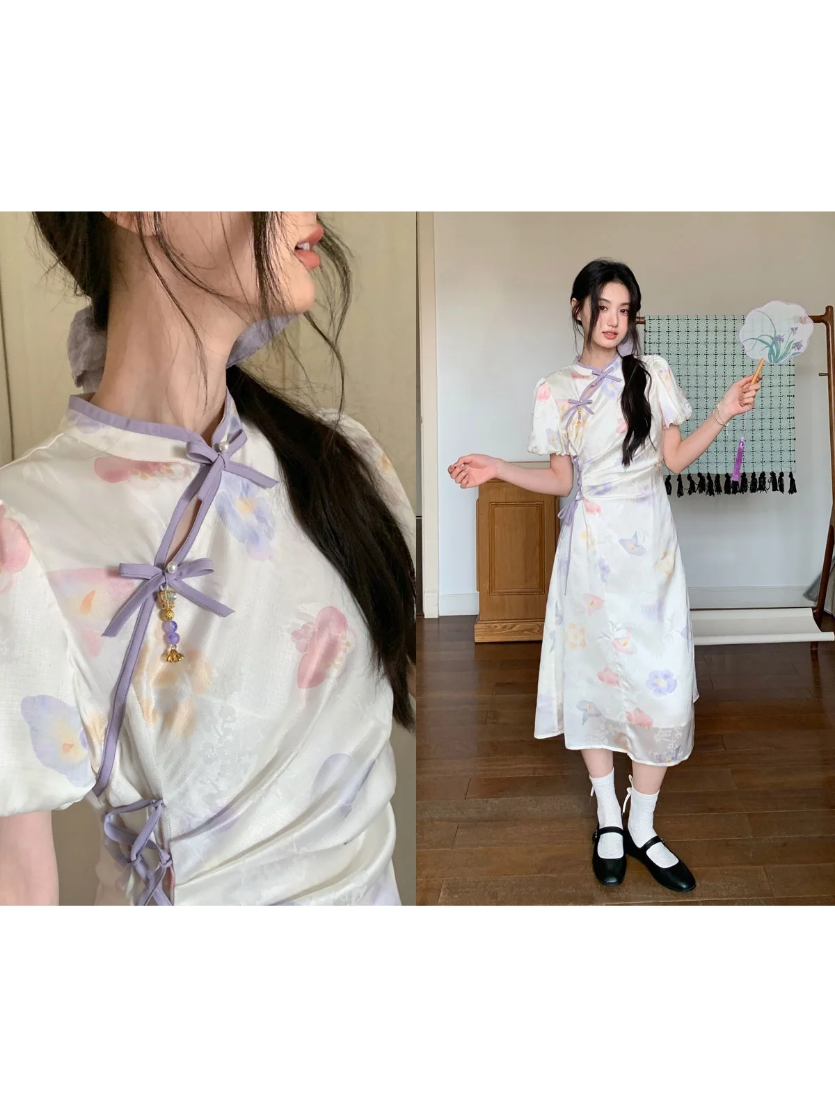 

plus Size Women's Summer Dr High Waist A-Line Skirt ort Sve Button Detail Cheese Eating Vintage Split Midi Dr