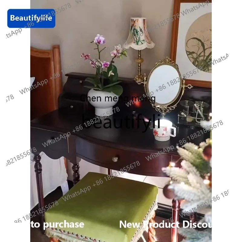 

cqy American classical retro dresser decorative cabinet solid wood carved makeup table locker