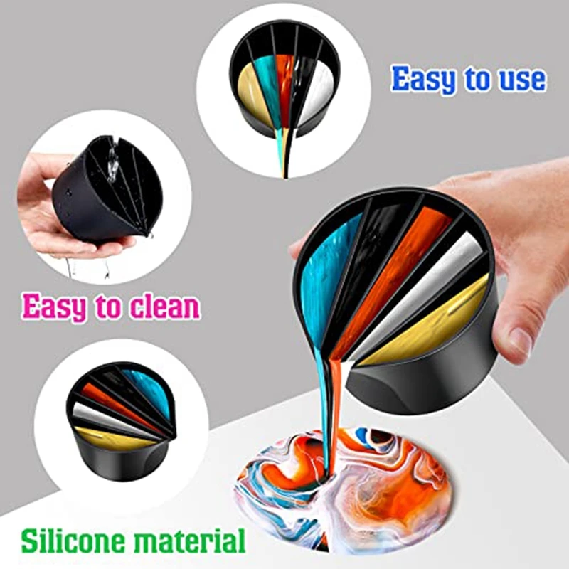 1 Set Split Cups For Paint Pouring Silicone Pour Cup Bundle Multi Channel Paint Pouring Tools For DIY Crafts Resin