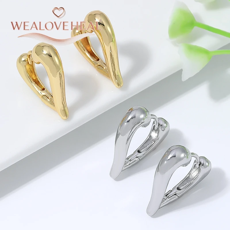 18K vergoldete Messing-Herz-Huggie-Ohrringe für Damen, minimalistischer Luxus, Liebes-Creolen, modischer Alltagsschmuck, Valentinstag- und Geburtstagsgeschenk – Detail 19