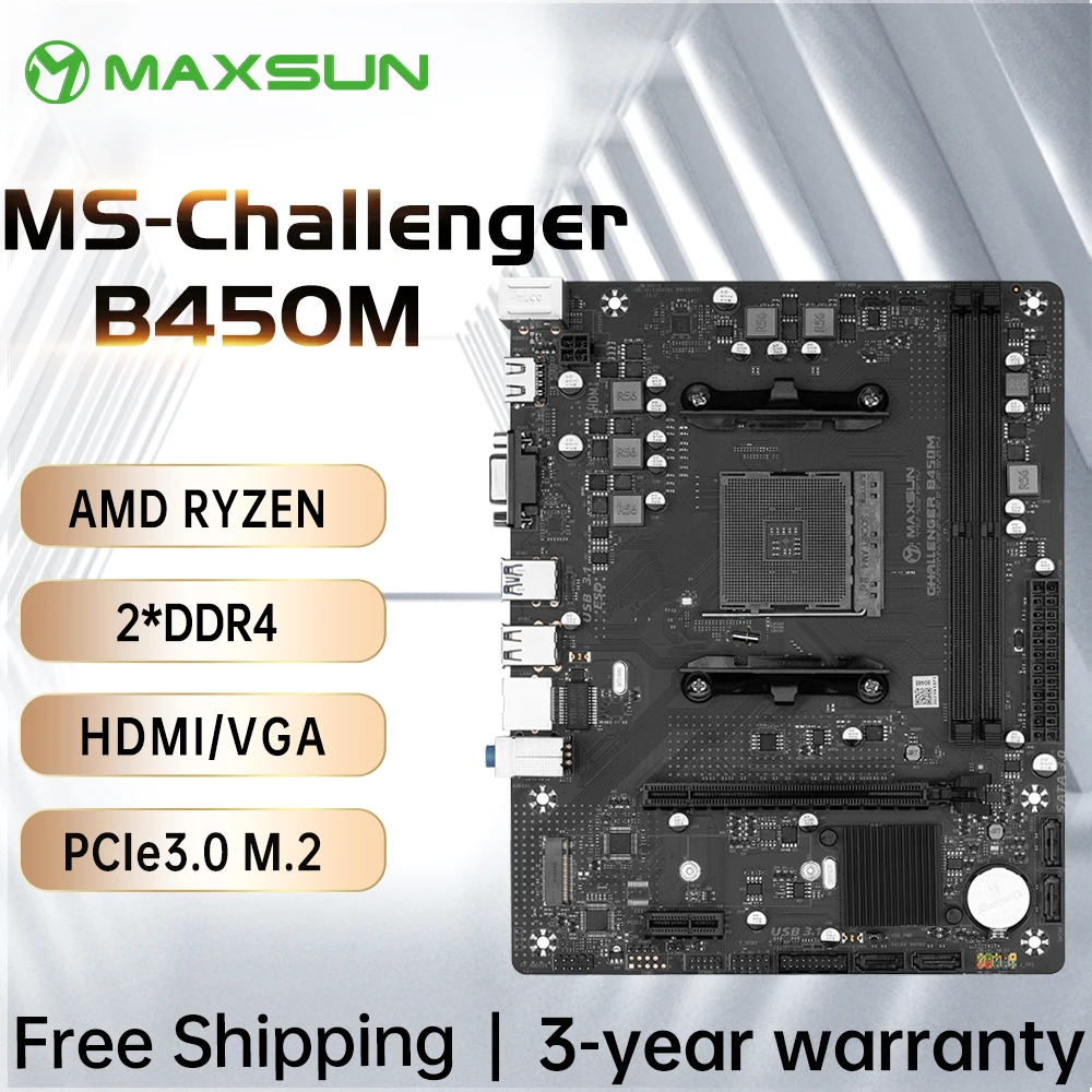 

Новинка материнская плата MAXSUN AMD B450M двухканальная Память DDR4 AM4 APU материнская плата M.2 NVME (поддерживает процессор Ryzen 3600 5600 5600G) полная