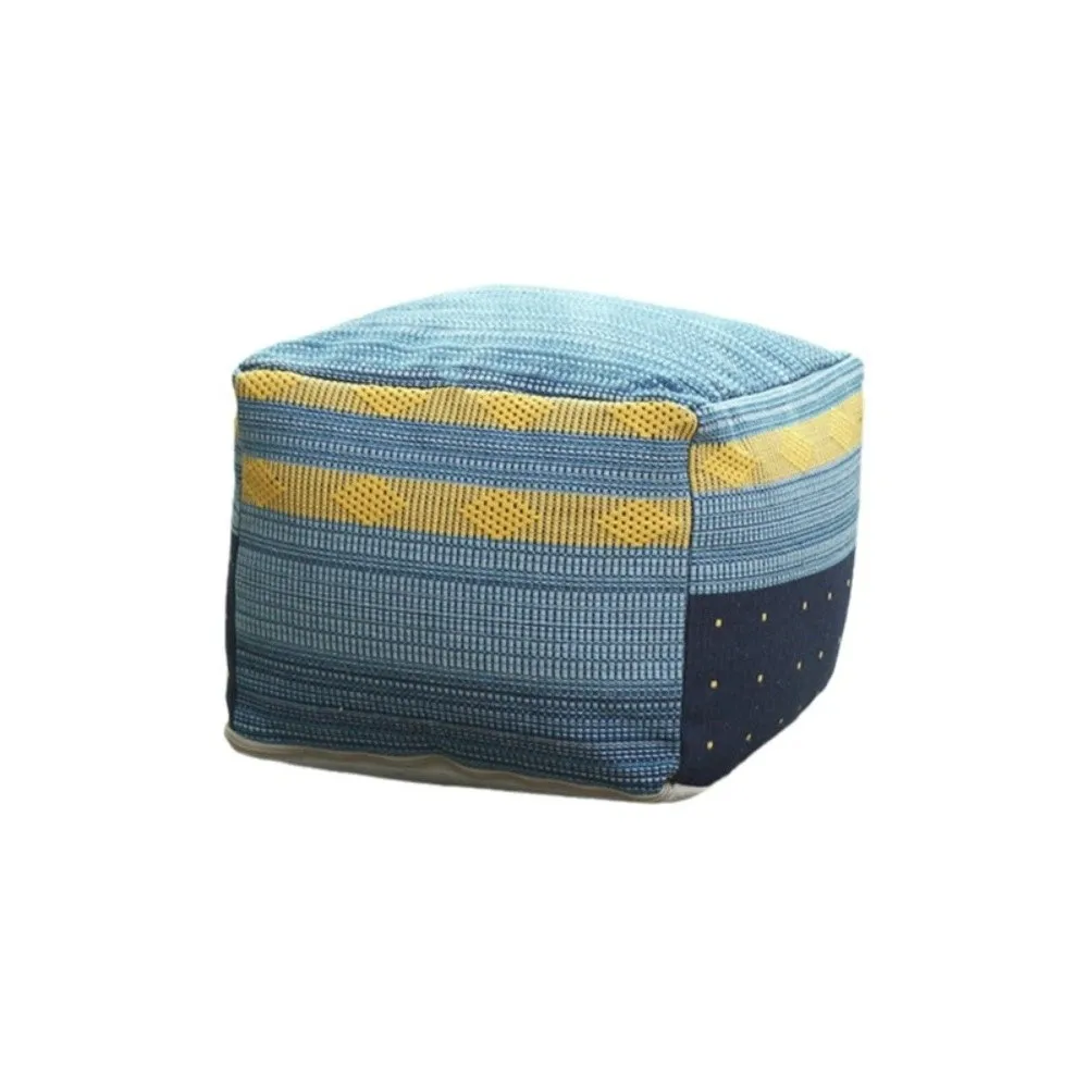 Comfortable Thick Footstool Cover Color-Woven Jacquard Handmade Seat Cushion Cover Nordic Unstuffed Shoe Bench Cover Bay Window
