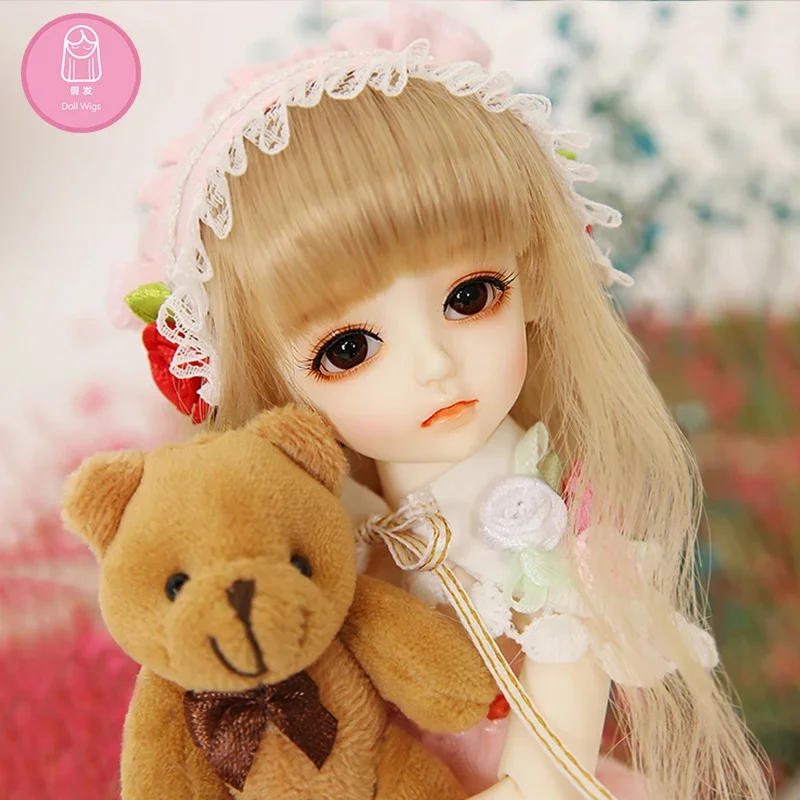 Wig For Doll BJD free shipping size6-7 inch high-temperature wig Fid doll bjd curly hair Shinee AI L22# Two color optional