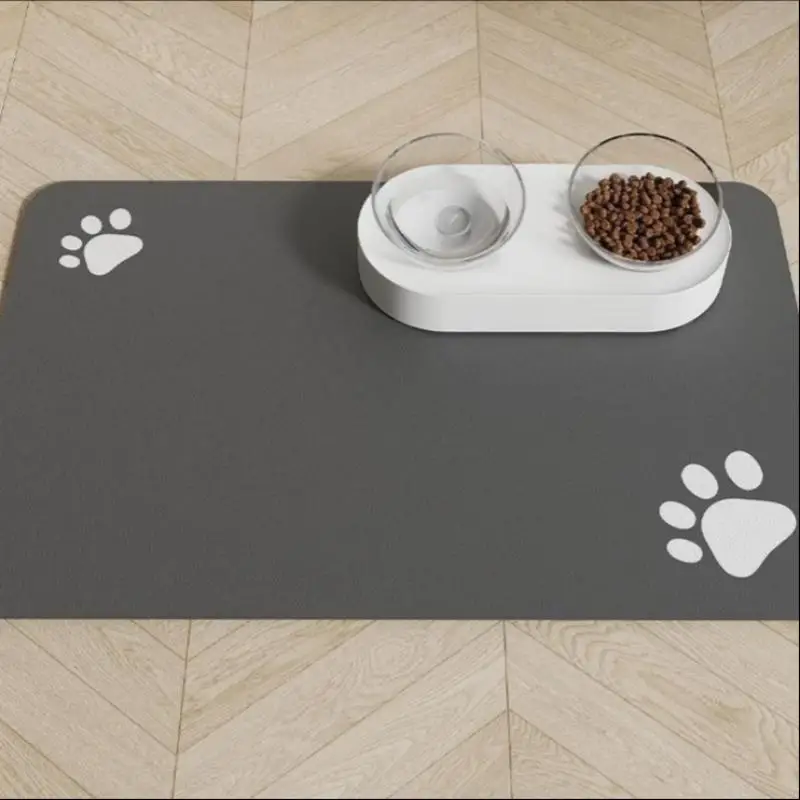 Diatomaceous Mud Pet Placemat Absorbent Water Bowl & Food Mat with Waterproof Quick-Dry Rubber Backing Non-Slip for Home Use