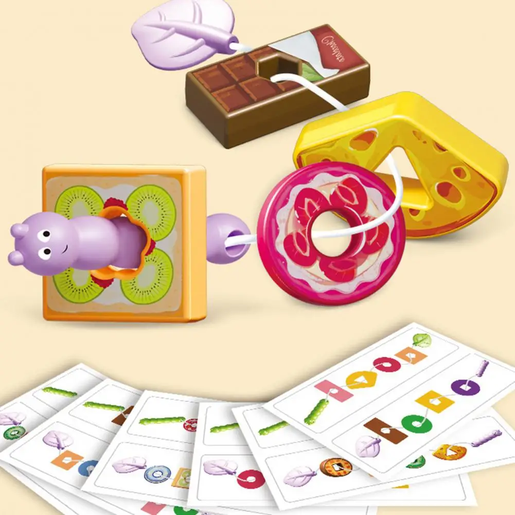 Kolorowa zabawka do sznurowania koralików Drewniana zabawka do sznurowania koralików Caterpillar dla maluchów Edukacyjna gra w sznurowanie koralików dla przedszkolaków