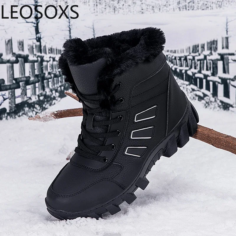 Men's Boot Motorcyclist Boots  Anti-slip Water Proof Lace-up Round Toe LEOSOXS Explosive Style Wear-resistant  Winter Shoes New