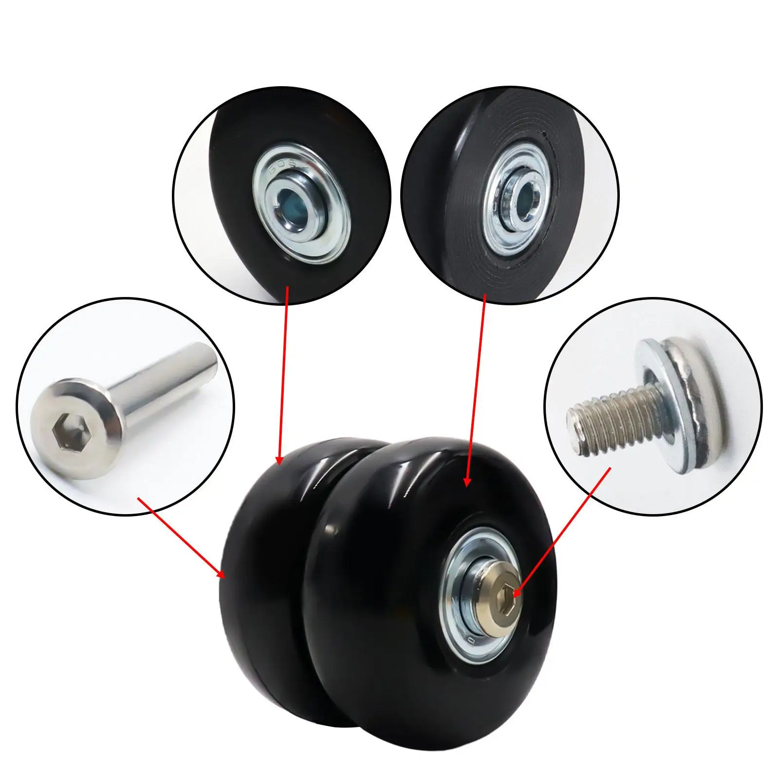 4x Travel Luggage Replacement Wheels, Silent Durabl Repair Parts, Suitcase Luggage Caster for Trolley Suitcase Luggage