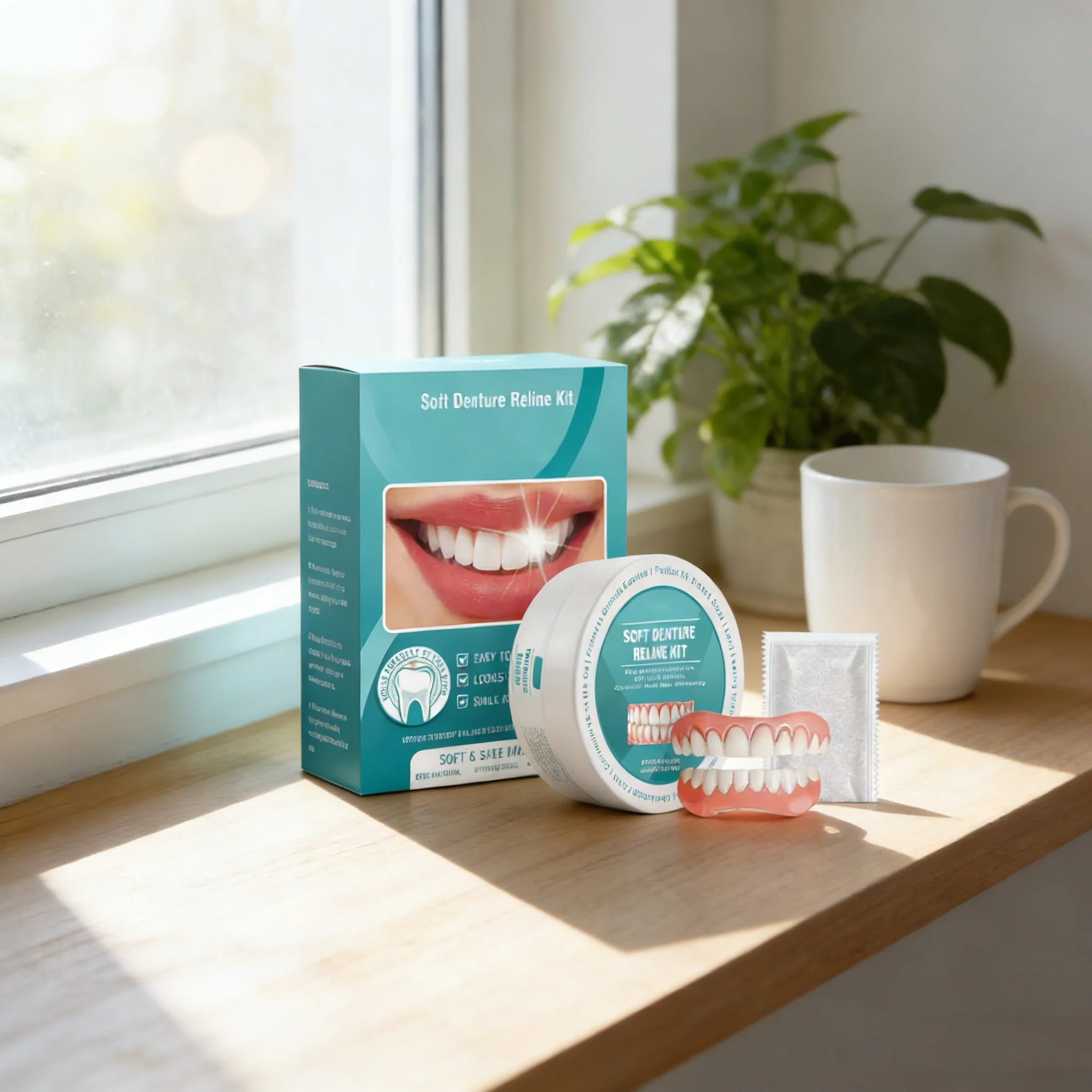 New Denture Set Cover Missing Broken Tooth Lasting Soft Instant Confident Smile for No Teeth Women Man Over Gums Full Dentures