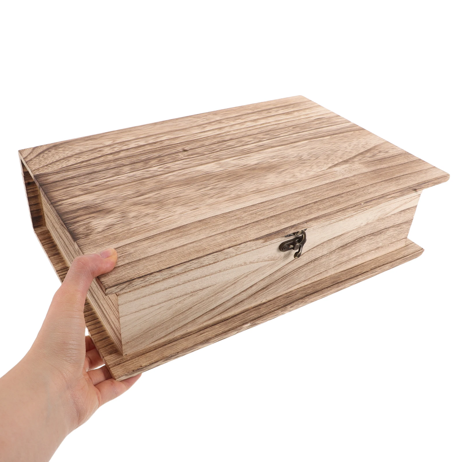 Scatola portaoggetti per libri in legno con coperchio incernierato Scatola per ricordi in legno non finito Custodia per gingilli per gioielli di grande capacità per ufficio e casa