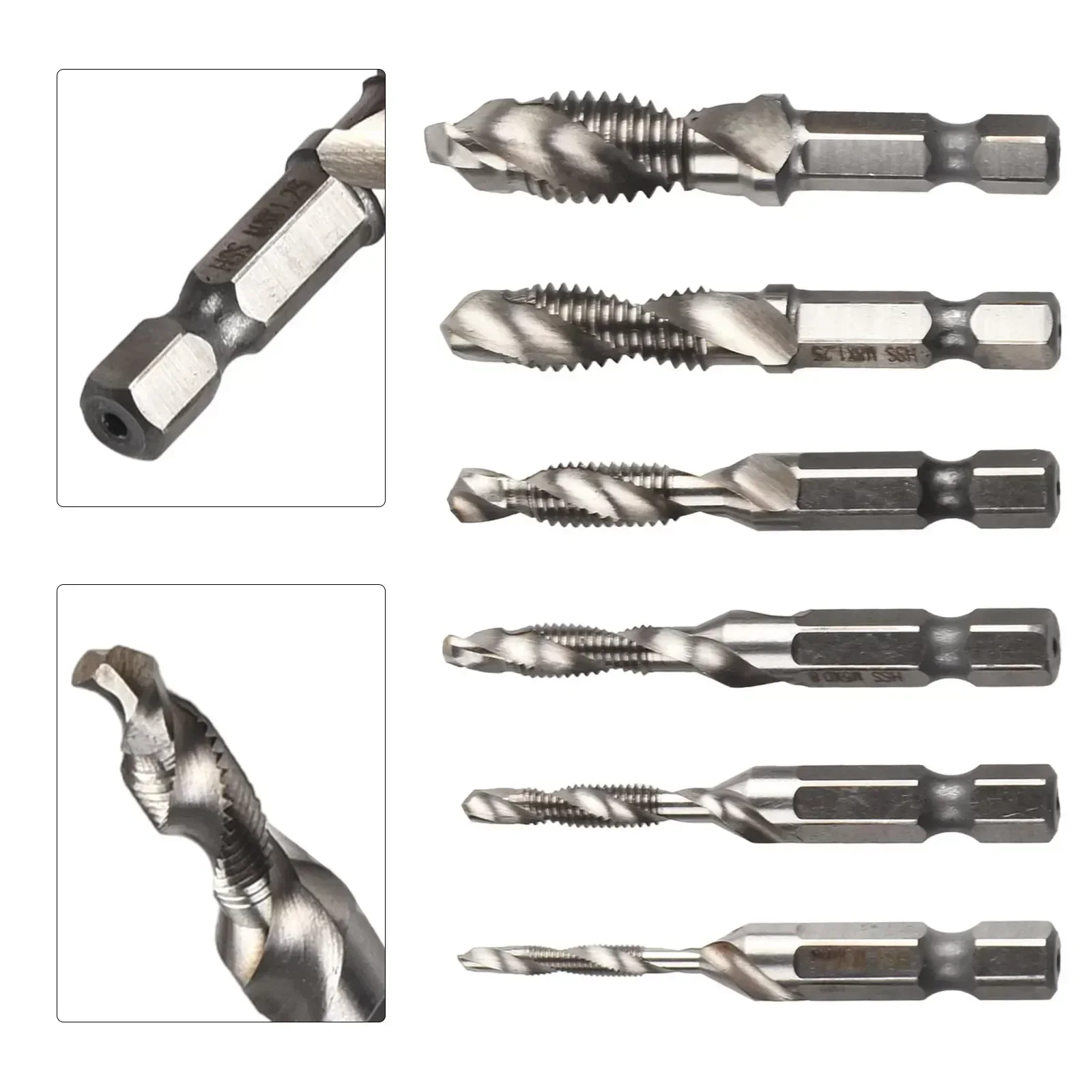 Hot Sale 1PC High Strength Titanium Plated Tap Drill Bit Hex Shank HSS Threaded Bit Screw Machine Compound Tap M3-M10