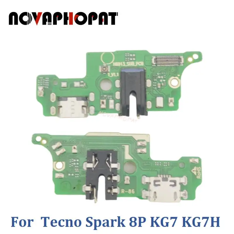 For Tecno Spark 8P KG7 KG7H USB Dock Charger Port Plug Headphone Audio Jack Microphone MIC Flex Cable Charging Board