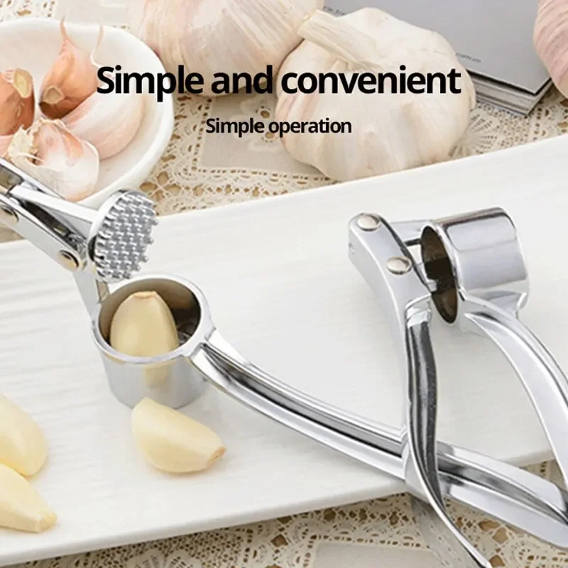 Kitchen Accessories Silvery Stainless Steel Garlic Masher Kitchen Vegetable Cooking Extruder Manual Ginger Grinder And Tool