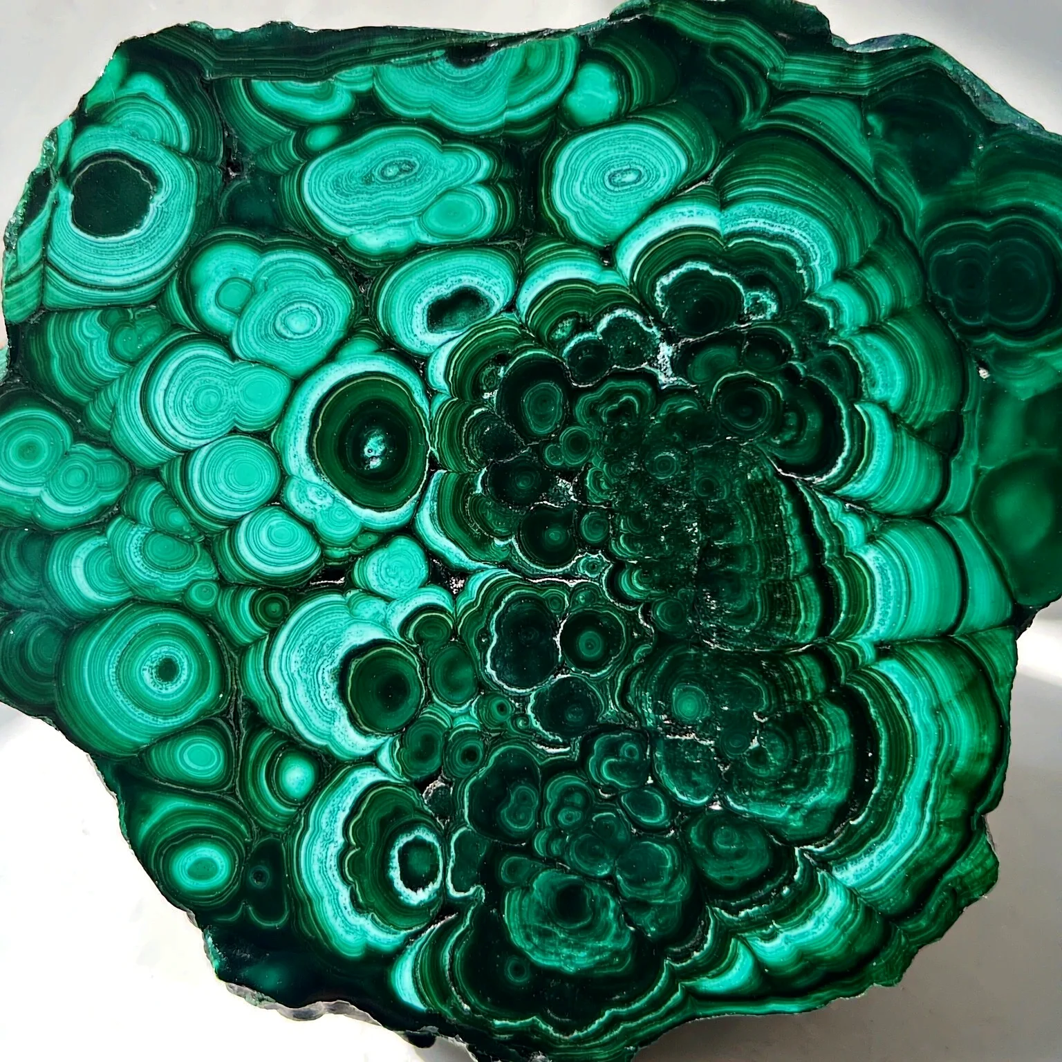 400-500g Natural Malachite Rough Slice, Polished Concentric Veins, Mineral Specimen Table Decor, Gift for Rock & Crystal Collectors