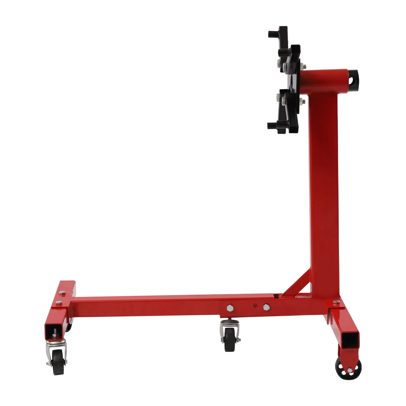 ขาตั้งเครื่องยนต์แบบพับได้ สีแดง 360 °   ปรับหัวยึด 5 Ball-Bearing ล้อหมุน Heavy-Duty Square Steel Frame 1250lbs