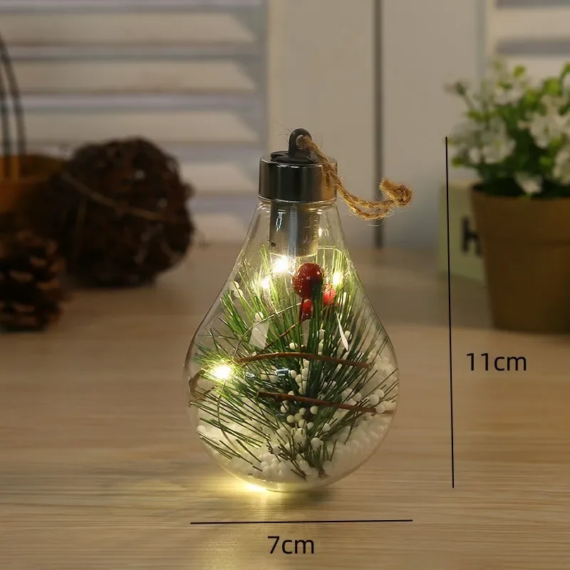 LED عيد الميلاد لمبة ضوء الزخرفية شنقا ضوء عيد الميلاد الحلي المنزل حفل زفاف السنة الجديدة ديكور مصباح الليل الشفاف