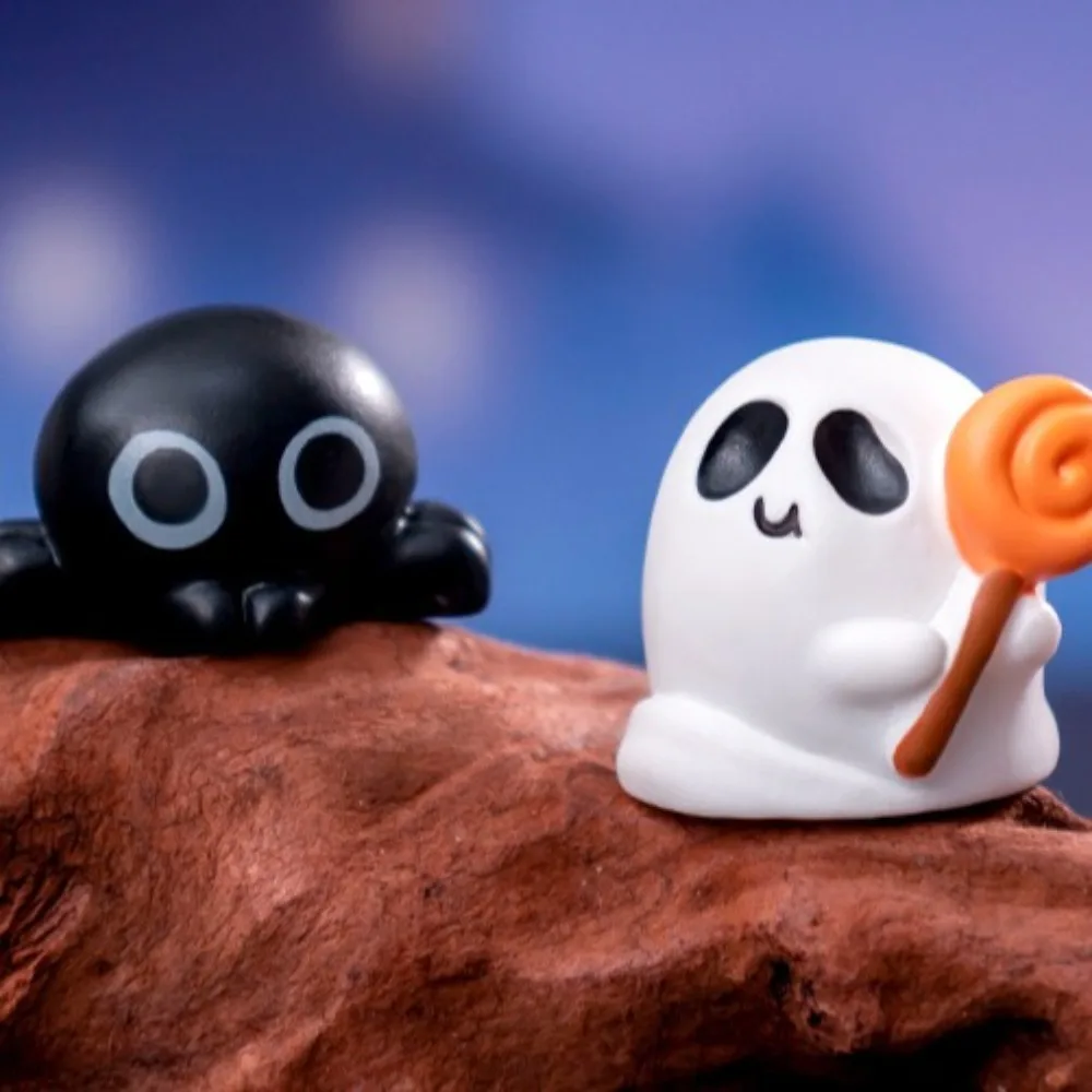 Ghost Mini Pompoen Hars Pop Zwarte Krabpaal Hallowmas Poppenhuis Accessoires Vleermuis Schedel Halloween Ghost Miniaturen