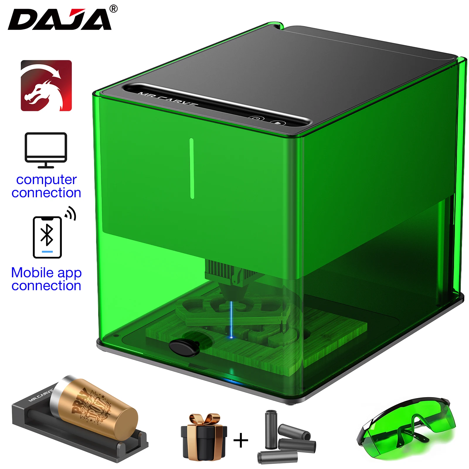 DAJA V1 Portable Mini Laser Engraving Machine for Business Shop Home Factory Engrave Metal Wood Acrylic Glass Leather Plastic