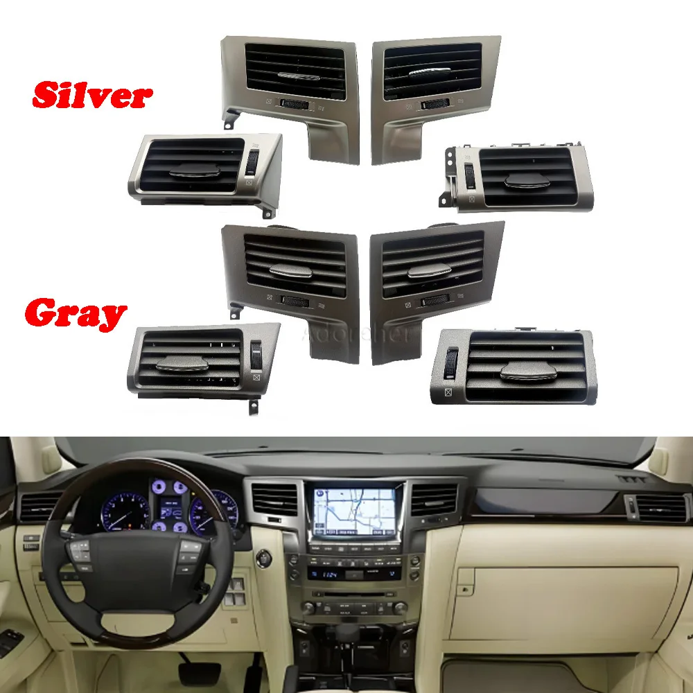 Silver/Gray Car Air Conditioning Vent Dashboard Air Outlet Penal Air Conditioner Outlet for Lexus LX450 LX460 LX570 2007-2015