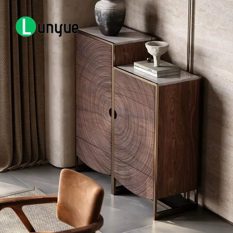 Italian Style Light Luxury Art Carving Solid Wood Multi Layer Locker Living Room Furniture Storage Cabinet Home Decor