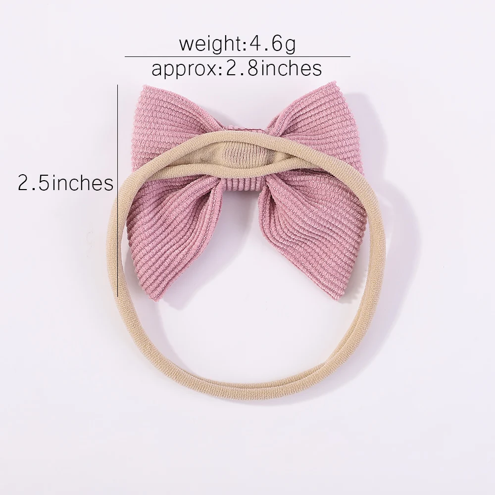 5pcs/Lot Nylon Elastic Bow Headband Baby Solid Knot Flower Fabric Hairbow Set Kids HairBands Handmade Girl Hair Accessories Gift