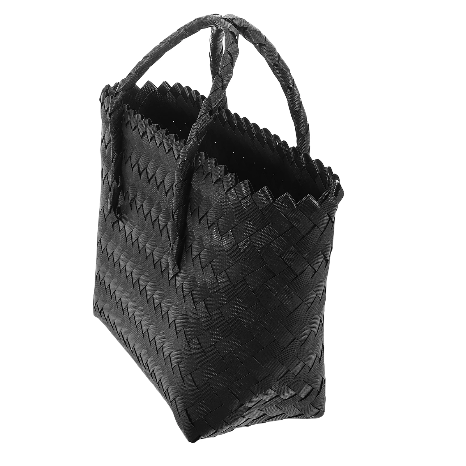 

Handwoven Tote Bag Straw Beach Bag Plastic Grocery Basket With Handle For Women Multi Functional Straw Purse For Shopping Picnic