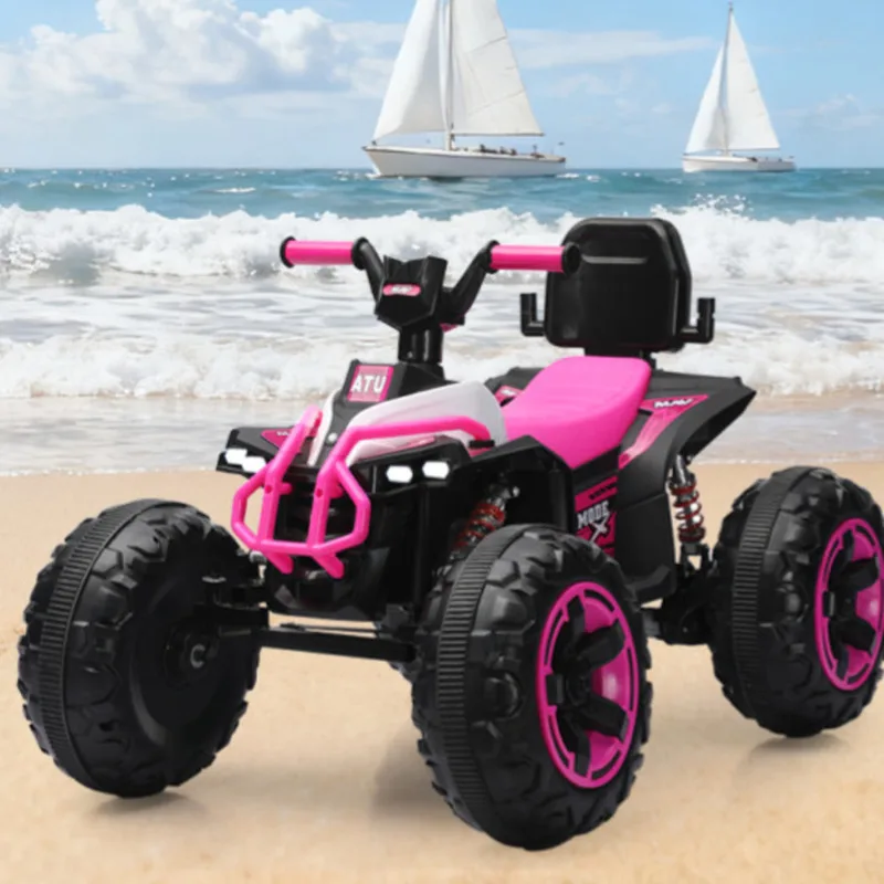 Ride On Car 12V ATV voor kinderen 4 Wheeler elektrische speelgoedauto Bluetooth licht lederen zadels jongens meisjes binnen buiten